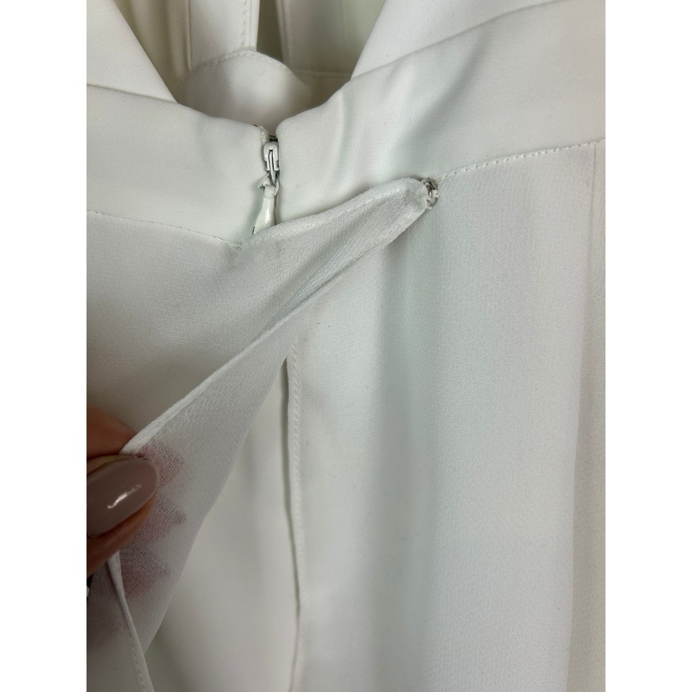 BCBGMAXAZRIA Josselyn White Bridal Jumpsuit Halter Wide Leg Reception Outfit 4 - Picture 9 of 14